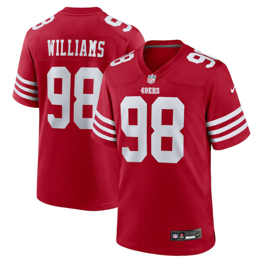 Men's San Francisco 49ers #98 Mykel Williams Nike Scarlet 2025 NFL Draft First Round Pick No. 11 Game Jersey