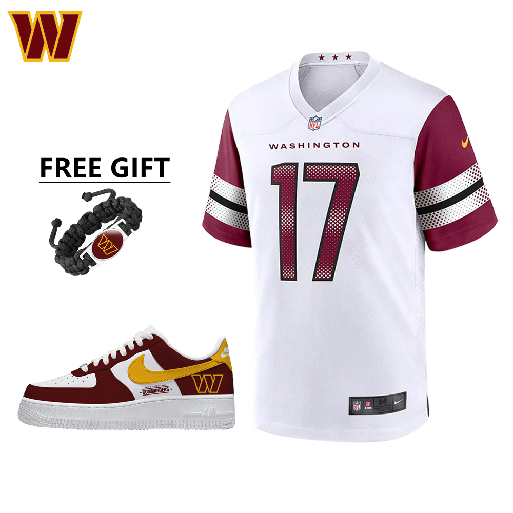 🔥Combo Sale - Washington Commanders Terry McLaurin Nike White Game Jersey & Air Force 1 Low Team Sneakers