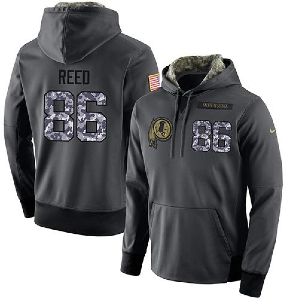 NFL Men'sWashington Redskins #86 Jordan Reed Stitched Black Anthracite Salute to Service Player Performance Hoodie