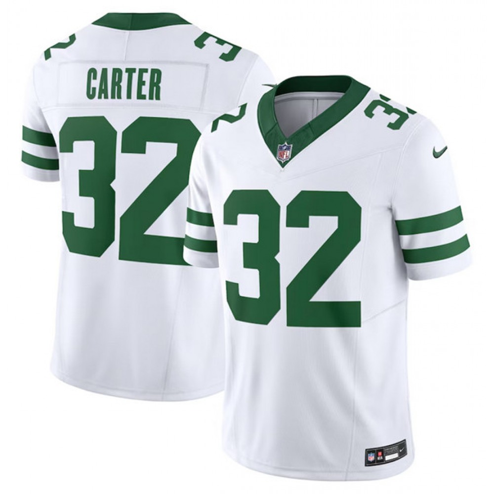 Men's New York Jets #32 Michael Carter White 2023 F.U.S.E. Vapor Limited Throwback Stitched Football Jersey