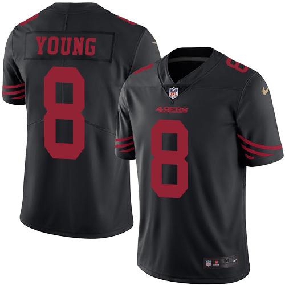 49ers #8 Steve Young Black Men's Stitched NFL Limited Rush Jersey