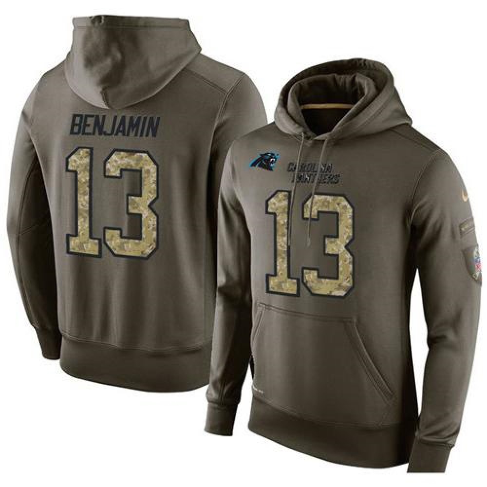 NFL Men'sCarolina Panthers #13 Kelvin Benjamin Stitched Green Olive Salute To Service KO Performance Hoodie