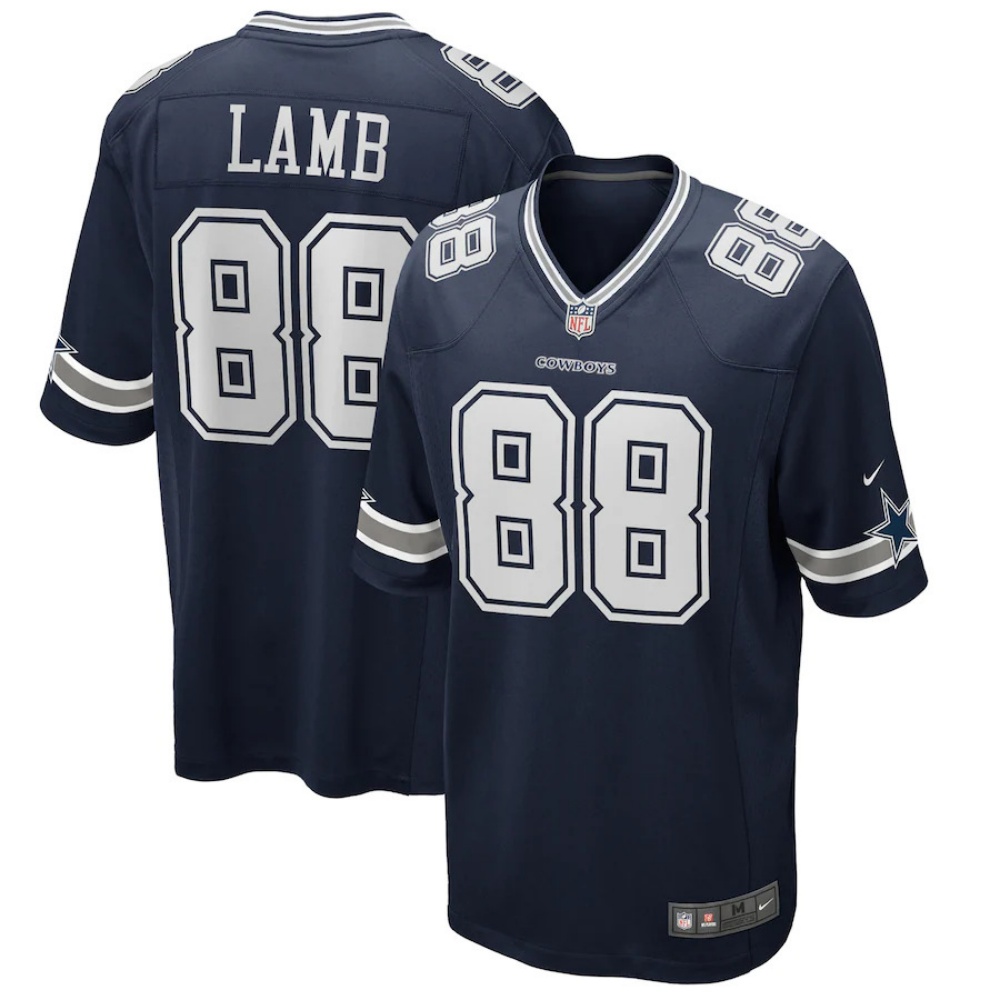 🔥Combo Sale - Dallas Cowboys CeeDee Lamb Nike Navy Game Jersey & New Era Navy Main 9FIFTY Adjustable Hat