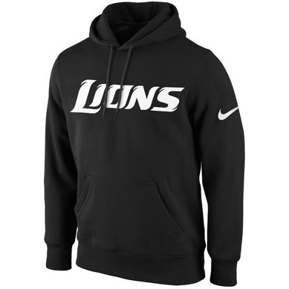 Men's Detroit LionsBlack KO Wordmark Performance Hoodie