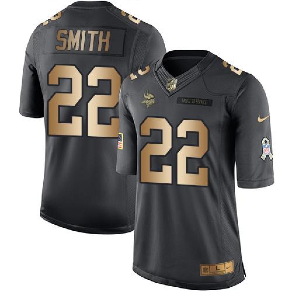 Vikings #22 Harrison Smith Black Men's Stitched NFL Limited Gold Salute To Service Jersey