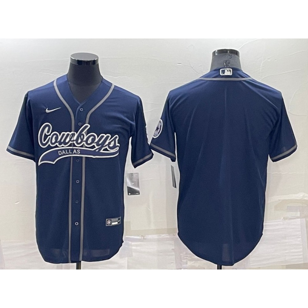 Men's Dallas Cowboys Customized Navy Cool Base Stitched Baseball Jersey