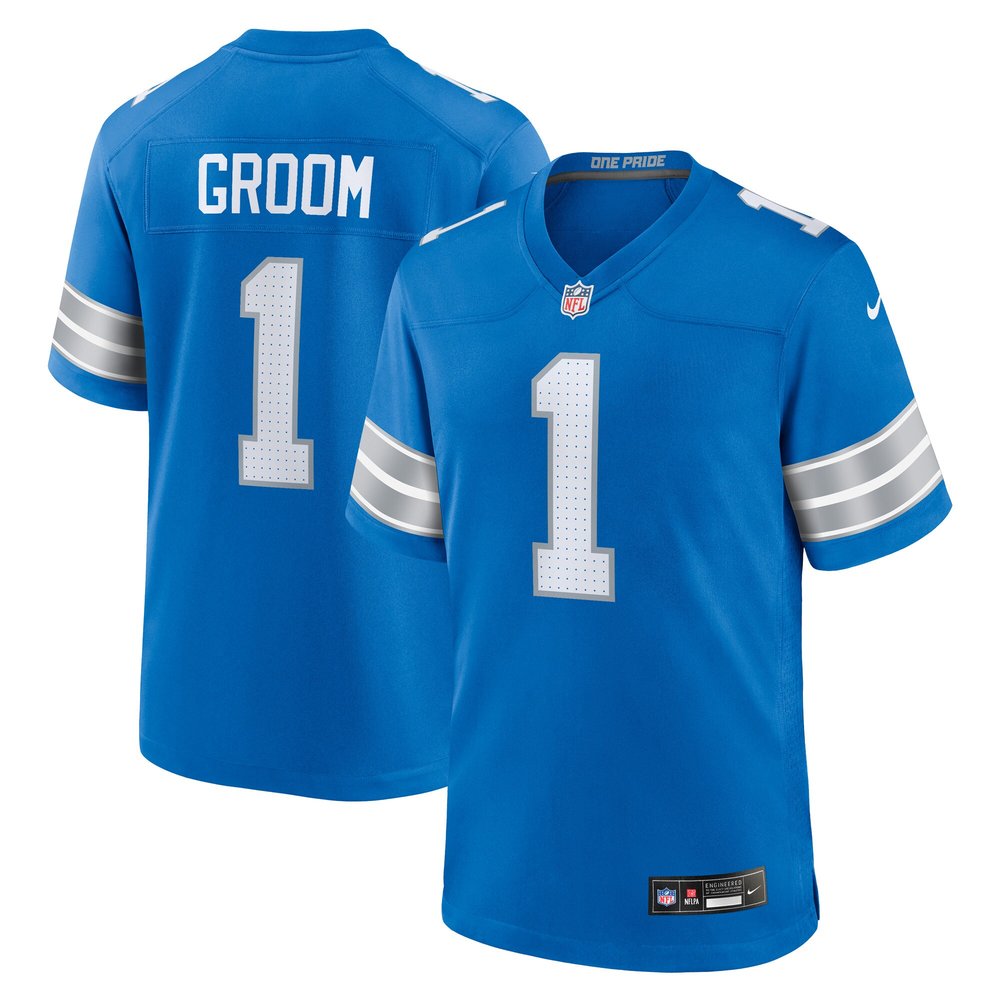 Men's Detroit Lions Number 1 GroomBlue Game Jersey