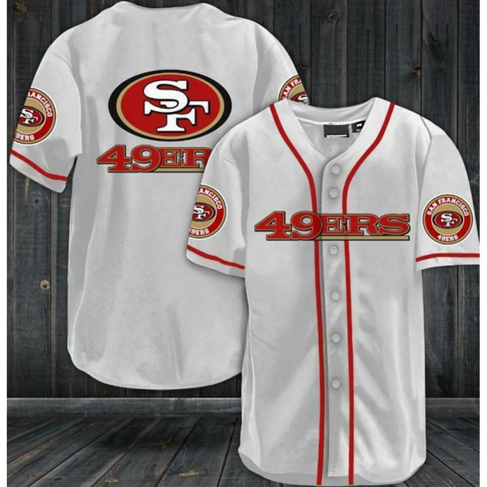 Men's San Francisco 49ers White Baseball Stitched Jersey Shirt