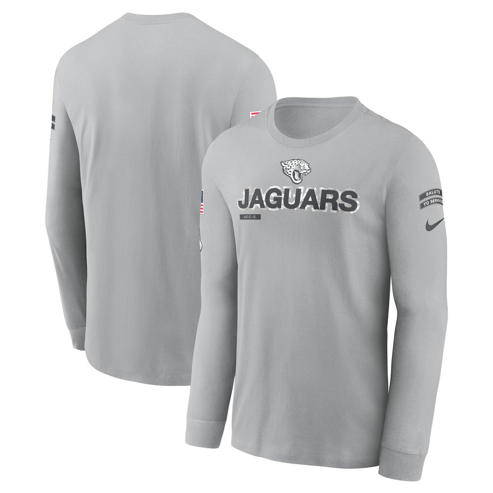 Men's Jacksonville JaguarsGray 2024 Salute To Service Long Sleeve T-Shirt