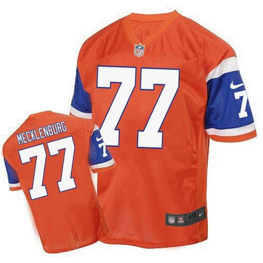 Broncos #77 Karl Mecklenburg Orange Men's Stitched NFL Elite Throwback Jersey