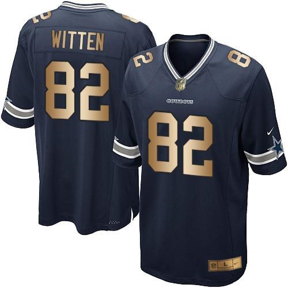 Cowboys #82 Jason Witten Navy Blue Team Color Youth Stitched NFL Elite Gold Jersey