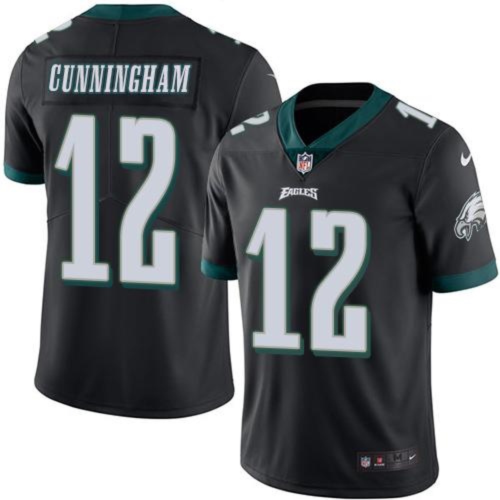 Eagles #12 Randall Cunningham Black Men's Stitched NFL Limited Rush Jersey