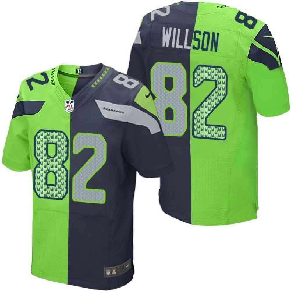 Seahawks #82 Luke Willson Steel Blue/Green Men's Stitched NFL Elite Split Jersey