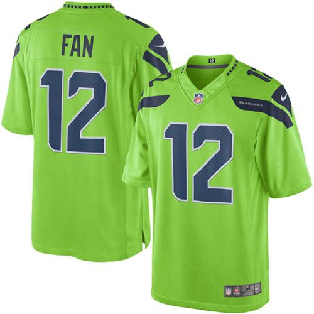 Seahawks #12 Fan Green Youth Stitched NFL Limited Rush Jersey