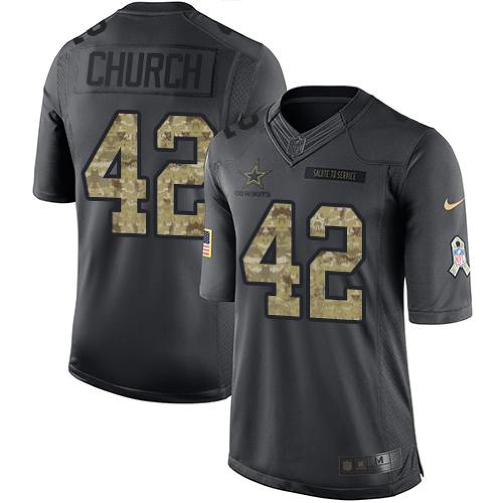 Cowboys #42 Barry Church Black Men's Stitched NFL Limited 2016 Salute To Service Jersey