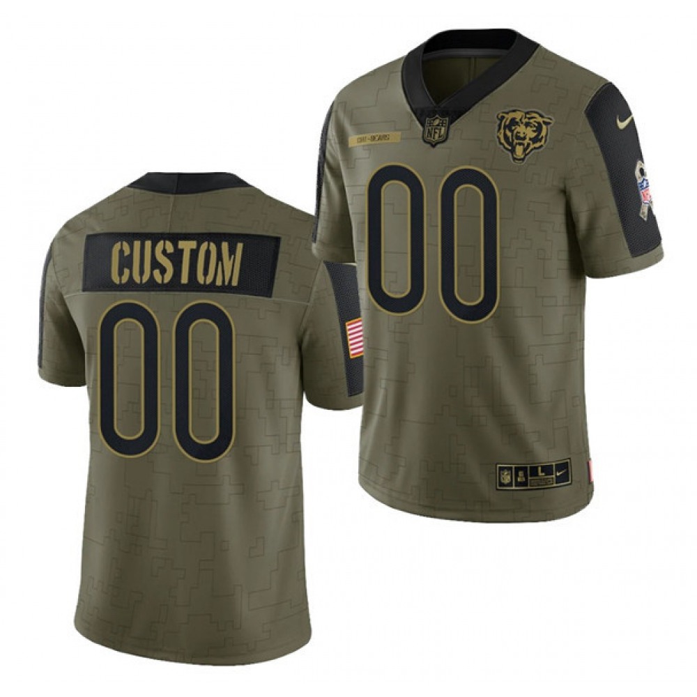 Men's Chicago Bears ACTIVE PLAYER Custom 2021 Olive Salute To Service Limited Stitched Jersey