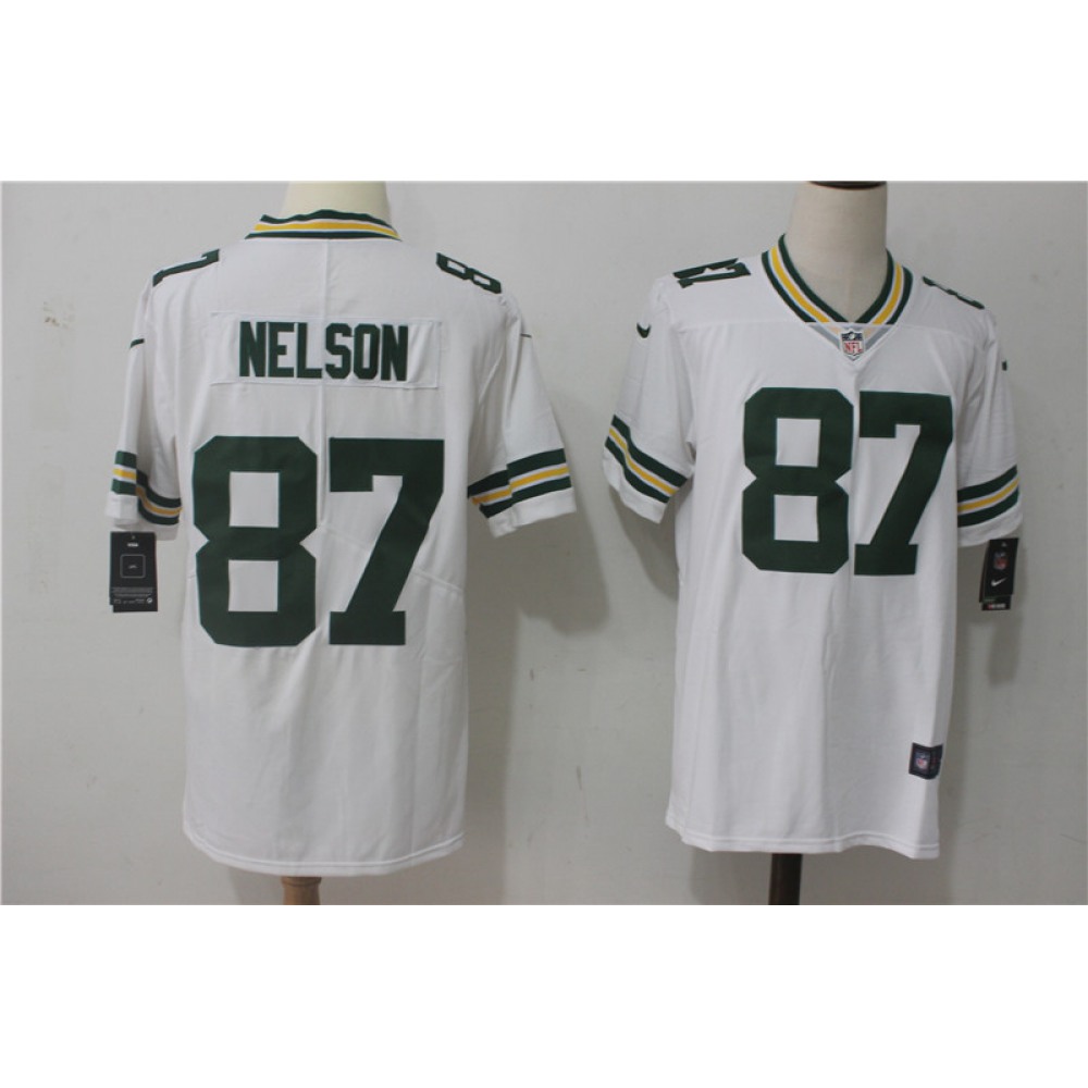Men'sGreen Bay Packers #87 Jordy Nelson White Stitched NFL Vapor Untouchable Limited Jersey