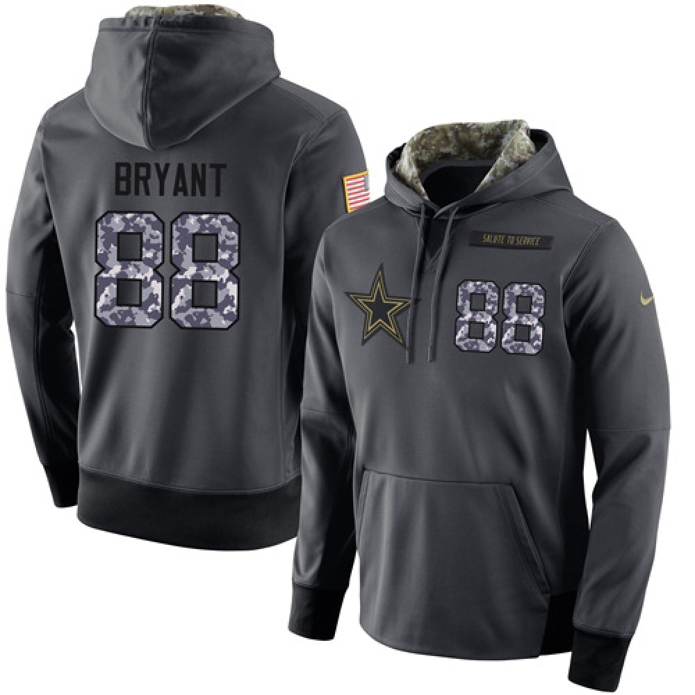 NFL Men'sDallas Cowboys #88 Dez Bryant Stitched Black Anthracite Salute to Service Player Performance Hoodie