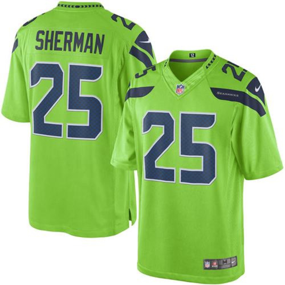 Seahawks #25 Richard Sherman Green Men's Stitched NFL Limited Rush Jersey