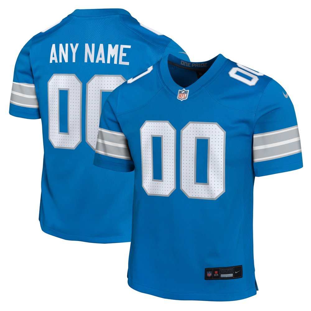 Youth Detroit LionsBlue Custom Game Jersey