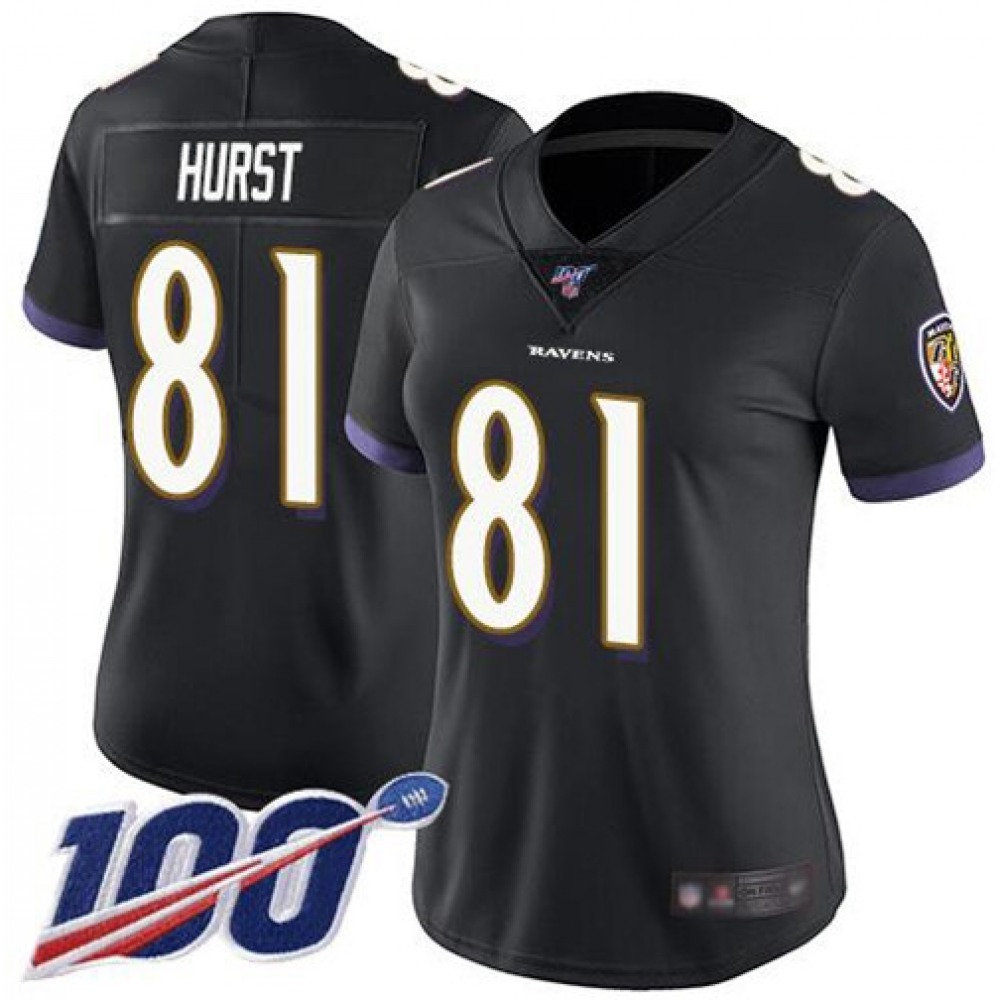 Women's Baltimore Ravens #81 Hayden HurstBlack 2019 100th Season Vapor Untouchable Limited NFL Jersey