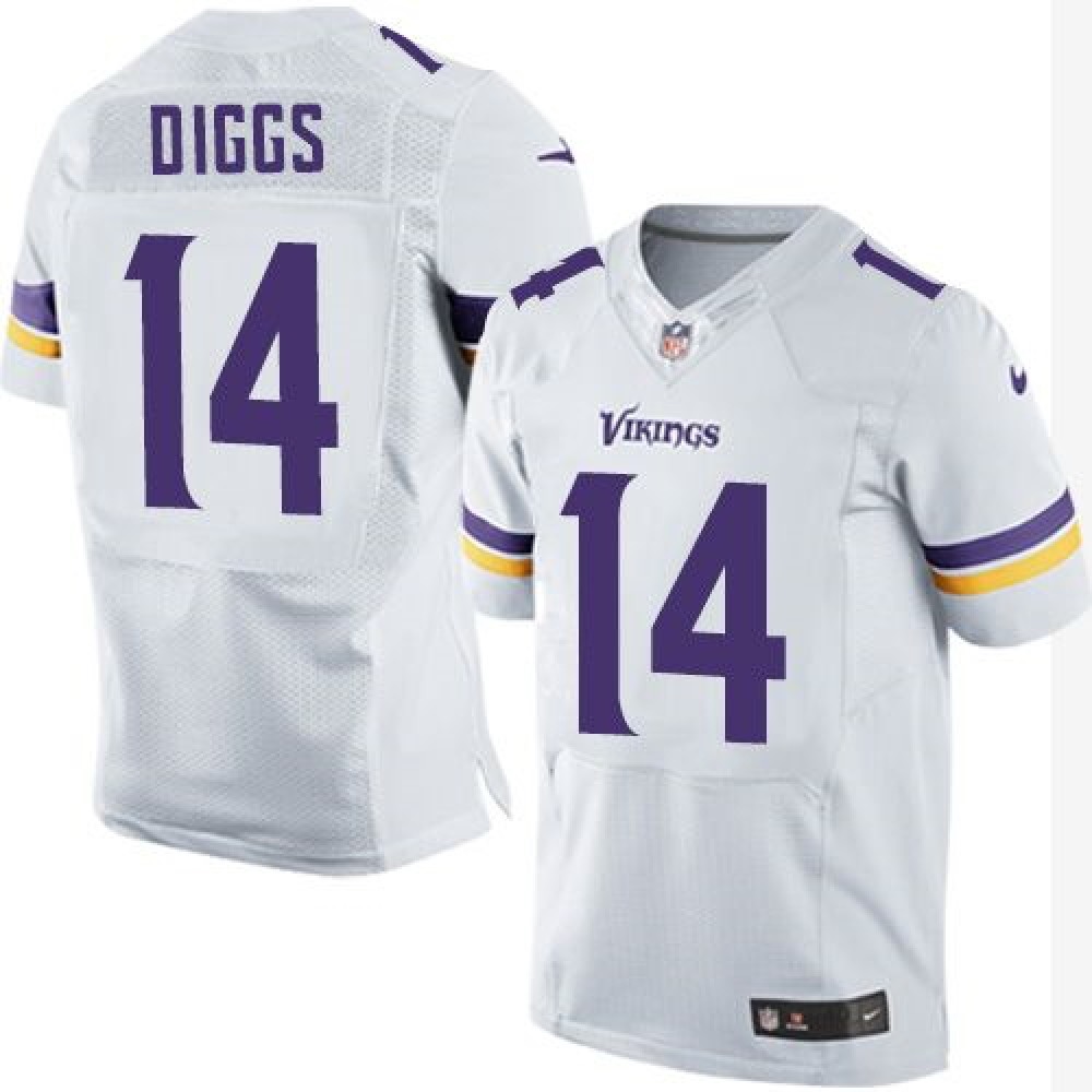 Vikings #14 Stefon Diggs White Men's Stitched NFL Elite Jersey