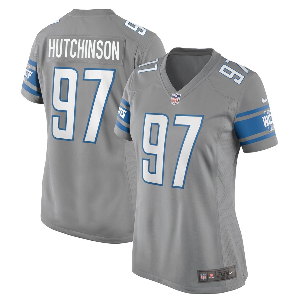 Women's Detroit Lions #97 Aidan HutchinsonSilver Game Jersey