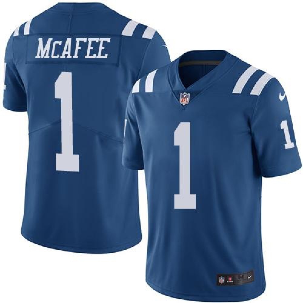 Colts #1 Pat McAfee Royal Blue Men's Stitched NFL Limited Rush Jersey