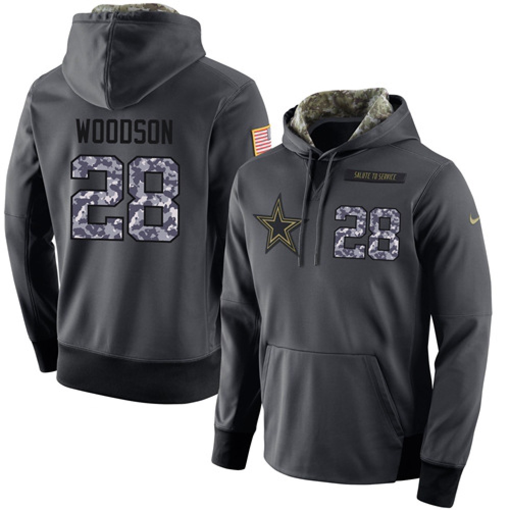NFL Men'sDallas Cowboys #28 Darren Woodson Stitched Black Anthracite Salute to Service Player Performance Hoodie