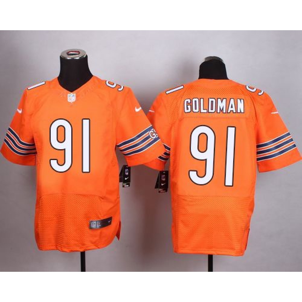 Bears #91 Eddie Goldman Orange Alternate Men's Stitched NFL Elite Jersey