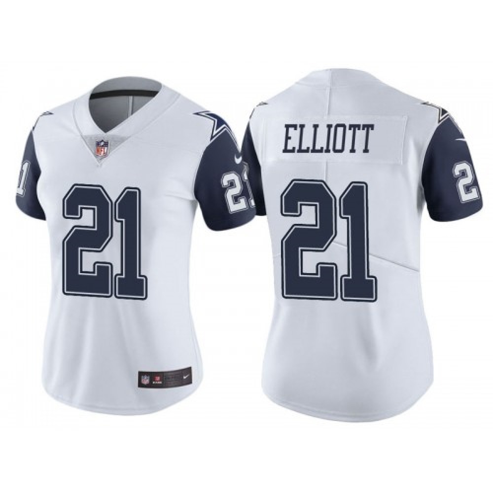 Women's Dallas Cowboys #21 Ezekiel Elliott White Vapor Untouchable Limited Stitched Jersey(Run Small