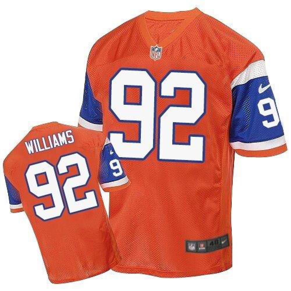 Broncos #92 Sylvester Williams Orange Throwback Men's Stitched NFL Elite Jersey