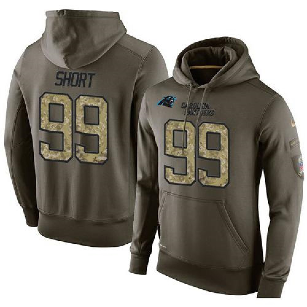 NFL Men'sCarolina Panthers #99 Kawann Short Stitched Green Olive Salute To Service KO Performance Hoodie