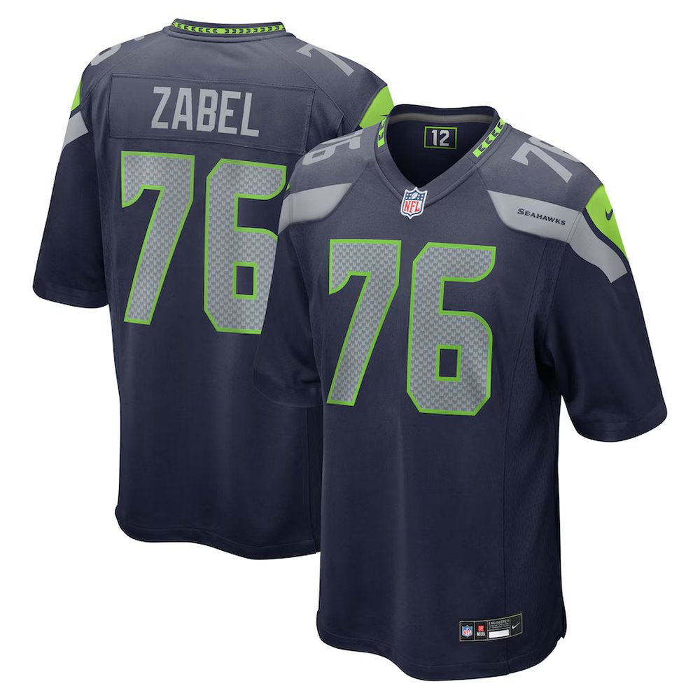 Men's Seattle Seahawks #76 Grey Zabel Nike Navy 2025 NFL Draft First Round Pick Game Jersey