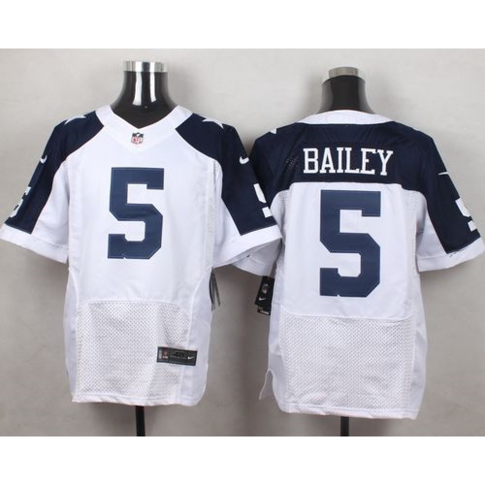 Cowboys #5 Dan Bailey White Thanksgiving Throwback Men's Stitched NFL Elite Jersey