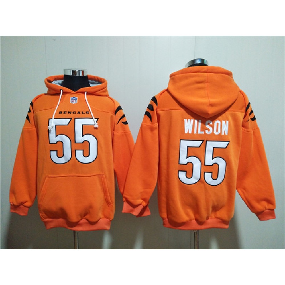Men's Cincinnati Bengals #55 Logan Wilson Orange Pullover Hoodie