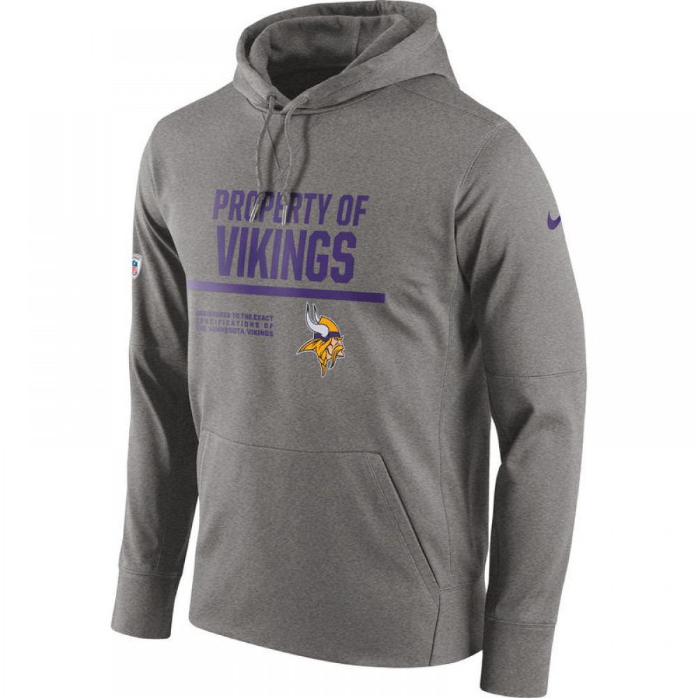 Men's Minnesota VikingsGray Circuit Property Of Performance Pullover Hoodie