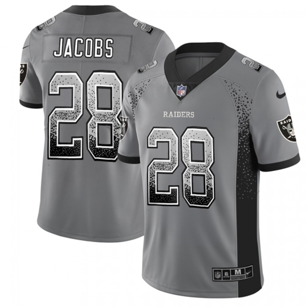 Men's Oakland Raiders #28 Josh Jacobs Black Drift Fashion Color Rush Limited Stitched NFL Jersey
