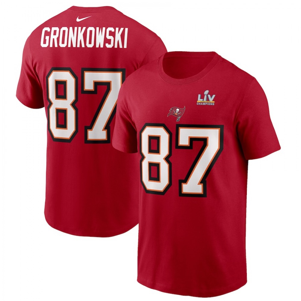 Men's Tampa Bay Buccaneers #87 Rob Gronkowski Red Super Bowl LVNFL T-Shirt