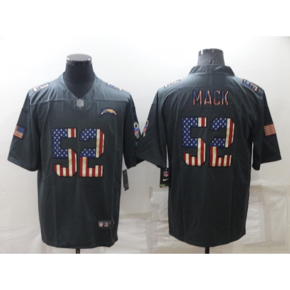 Men's Los Angeles Chargers #52 Khalil Mack Grey Salute To Service USA Flag Stitched Jersey