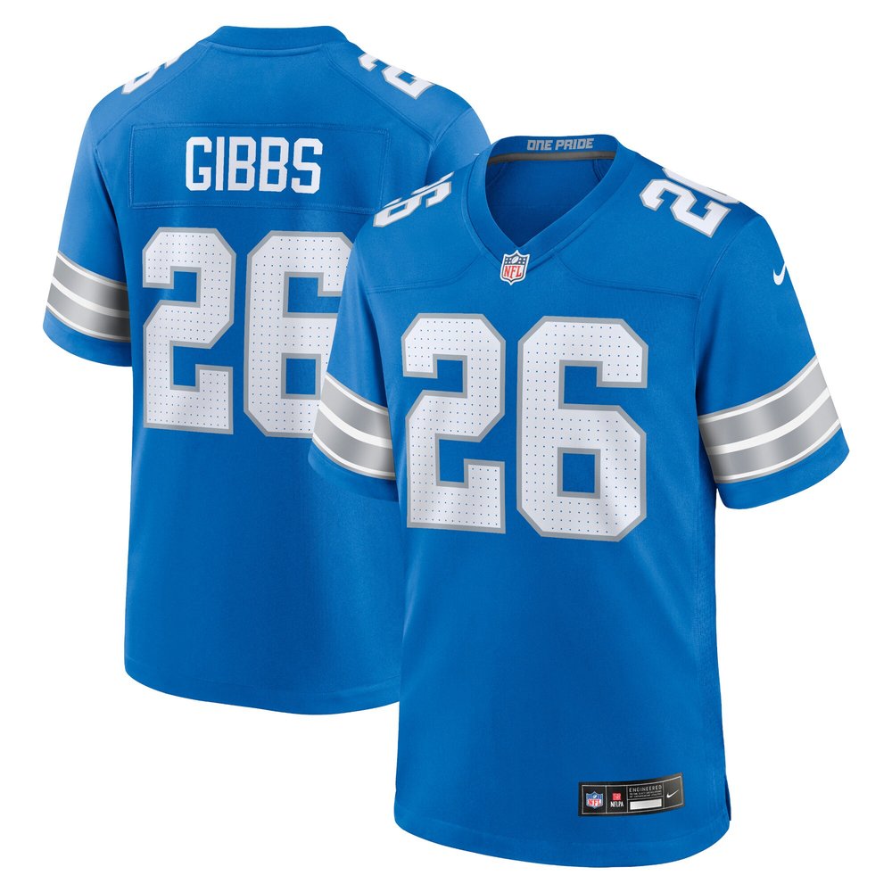 Men's Detroit Lions #26 Jahmyr GibbsBlue Game Jersey