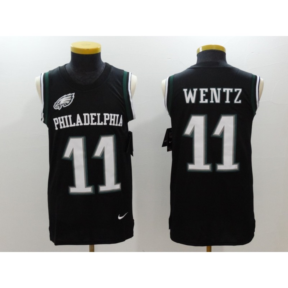 Men'sPhiladelphia Eagles #11 Carson Wentz Black Limited Tank Top Jersey