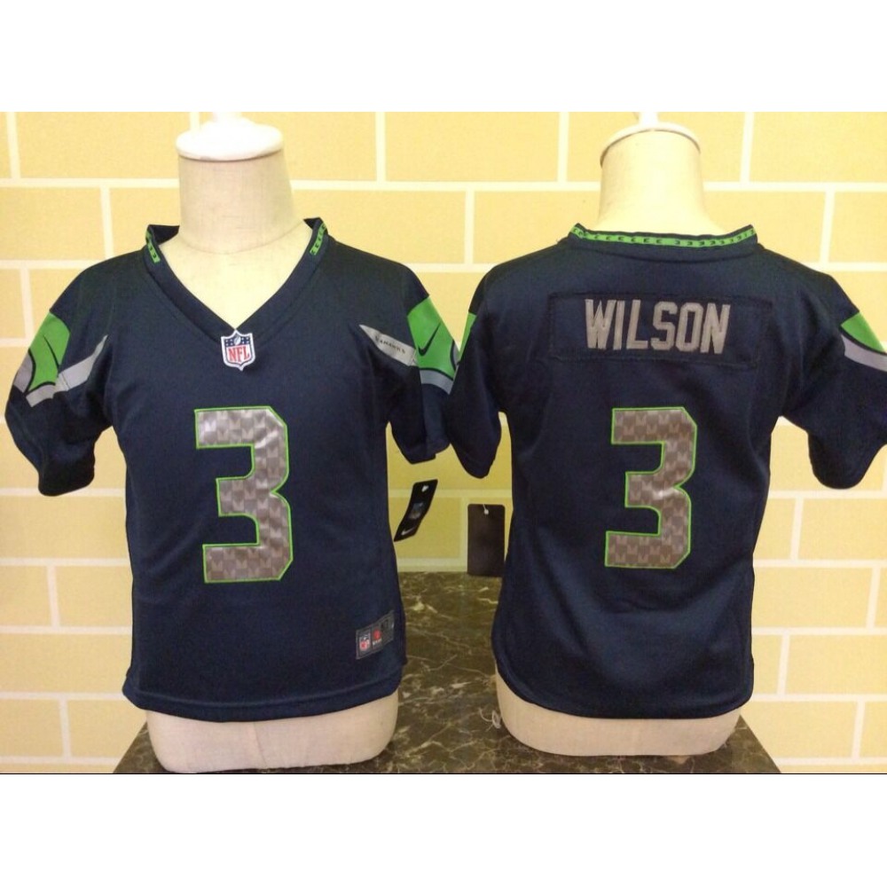 ToddlerSeattle Seahawks #3 Russell Wilson Navy Blue Stitched NFL Jersey