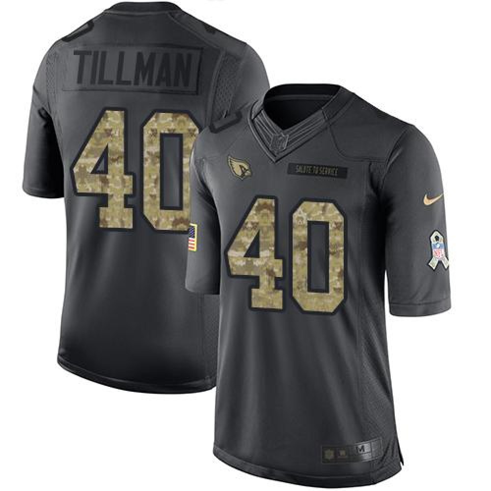 Cardinals #40 Pat Tillman Black Youth Stitched NFL Limited 2016 Salute to Service Jersey