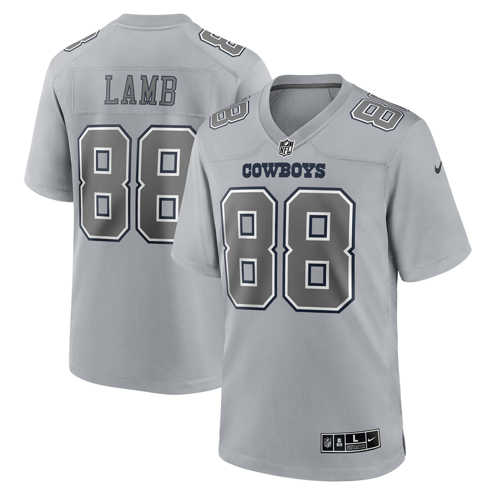 🔥Combo Sale - Dallas Cowboys CeeDee Lamb Nike Gray Atmosphere Fashion Game Jersey & New Era Navy Main 9FIFTY Adjustable Hat