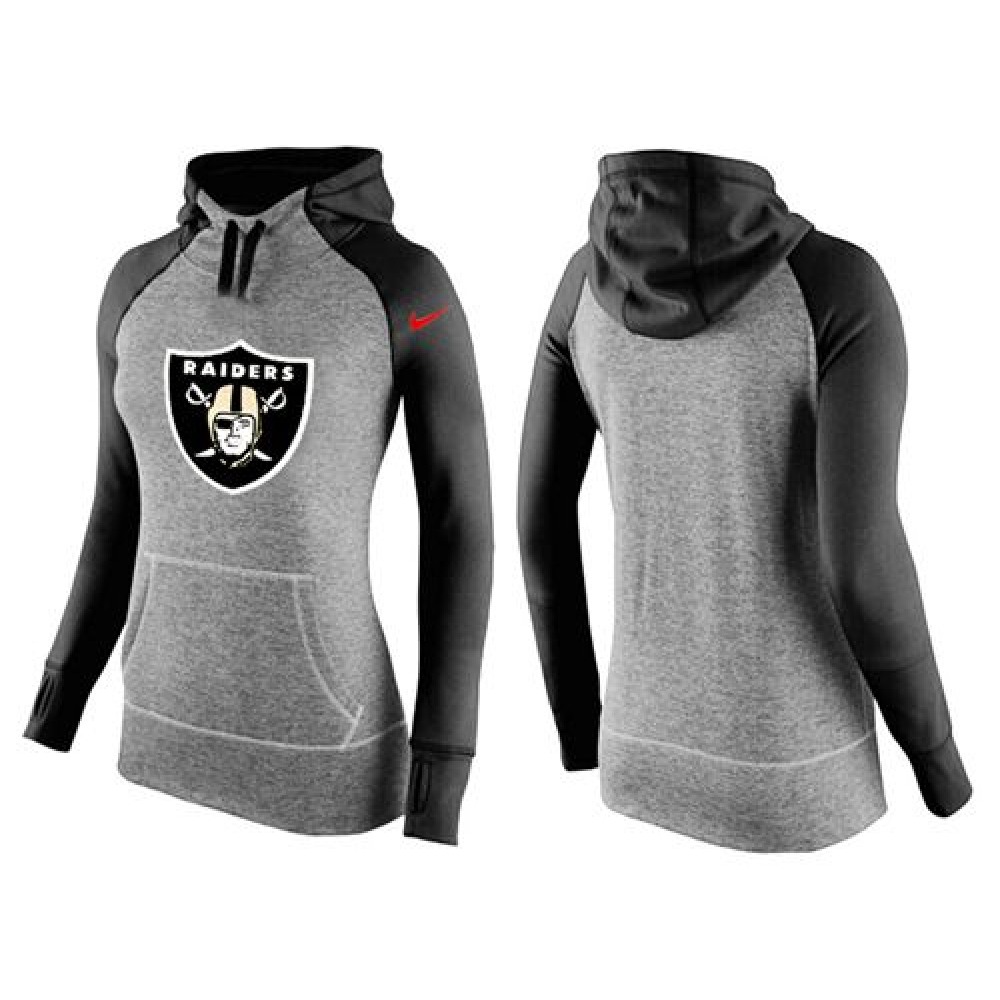 Women'sOakland Raiders Performance Hoodie Grey & Black_2