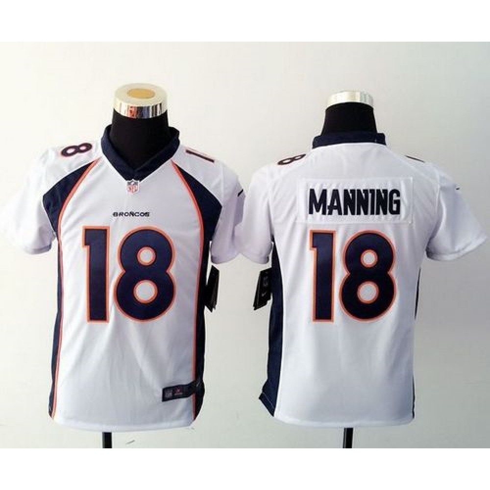 Broncos #18 Peyton Manning White Youth Stitched NFL Elite Jersey