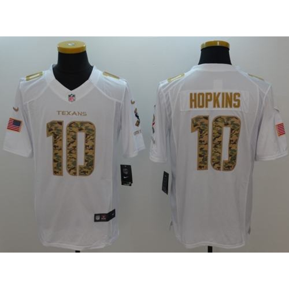 Texans #10 DeAndre Hopkins White Men's Stitched NFL Limited Salute to Service Jersey