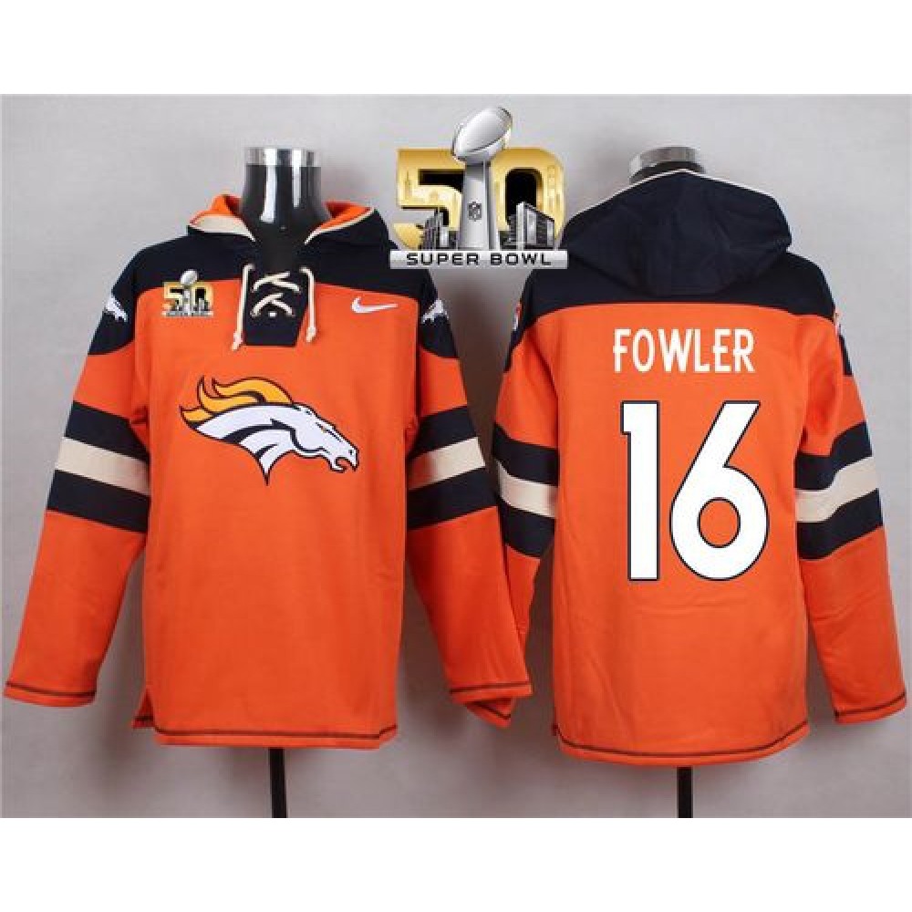 Broncos #16 Bennie Fowler Orange Super Bowl 50 Player Pullover NFL Hoodie