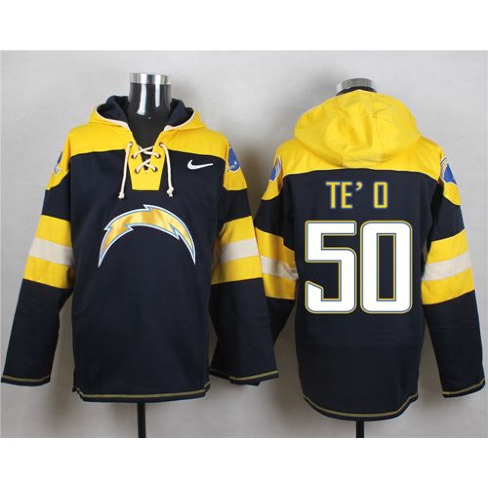 Chargers #50 Manti Te'o Navy Blue Player Pullover NFL Hoodie